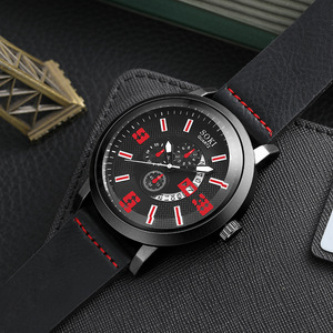 Moda di vendita calda da uomo uomo orologio Casual numero data lega orologio al quarzo imitazione cinturino in pelle orologio (WA029) - Product Image 5