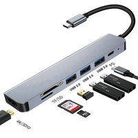 2025 Produk Terlaris 5Gbps USB-C Splitter USB 3.0 SD TF 3.0 dan Port PD HUB Adapter Multi Fungsi 7 in 1 Type C Docking Station