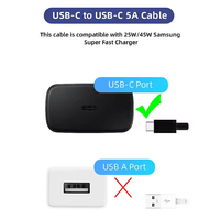 Cable de Carga USB C 5A de Fábrica, Cable Tipo C a C para Samsung S22 Ultra S21+ S20 Note 10, Cable de Carga Súper Rápida Samsung