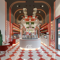 Charmant kiosque à café disposition café bar design comptoir café pour décoration en bois métal