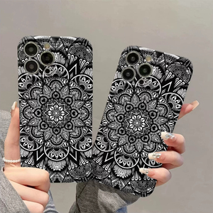 Cover per Cellulare in PC Rigido con Stampa Fotografica Totem Nero <span class=keywords><strong>Bianco</strong></span> Floreale per <span class=keywords><strong>iPhone</strong></span> <span class=keywords><strong>Xr</strong></span> 11 12 13 14 15 16 17 18 Pro Max - Product Image 3