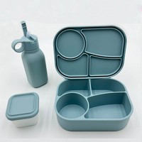Meilleures ventes - Contenants de stockage alimentaire en silicone avec logo imprimé, hermétiques, anti-fuite, sans BPA, ensemble de boîtes à lunch avec bouteille d'eau