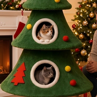 Arbre à chat en bois en gros avec cadre en bois, tour d'arbre de Noël, poteau à gratter en sisal, condo en peluche et plateformes multi-niveaux pour chats OEM