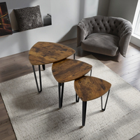 Ensemble de 3 tables basses en métal/bois au design moderne XIYUAN Meubles de salon