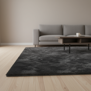 Tapis moderne en peluche 5x8 pieds gris foncé, sans perte de poils, pour salon intérieur, rectangulaire, couleur unie, tufté, doux et moelleux - Product Image 2