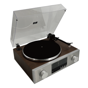 Vente flash - tourne-disque vinyle Hi-Fi avec préampli à tube à vide, haut-parleurs externes filaires, avec fonction USB, Aux in, BT - Product Image 1