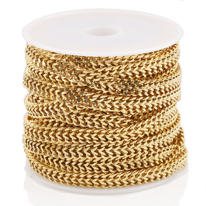 5pcs/Roll 18k Gold Stainless Steel 5mm Width Double <strong>Braided</strong> Curb Chain With <strong>Diamond</strong> Cut Flat Grinding Chain for Jewelry Making - Product Image 4
