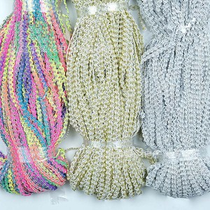 DIY Costura Ouro Prata Thread Lace Aparar 5mm 125m Poliéster U-forma Edged <span class=keywords><strong>Ribbon</strong></span> S-Shape Tatting Braid Guarnição do laço para o traje - Product Image 3