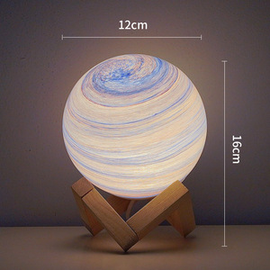 Lámpara de mesa moderna nórdica, lámpara de noche de cristal clásica europea, luz estrellada, planeta Luna para dormitorio, sueño, ambiente de oficina - Product Image 5