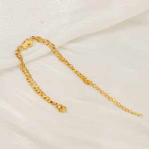 Stainless Steel Double Layer Chain Bracelet Geometric Design Unisex Jewelry - Product Image 3