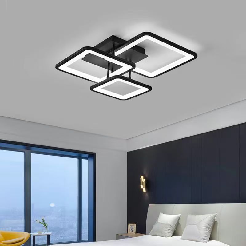 High Quality Fancy Light Black Panel Flush Mounted Modern Metal Square Dimmable Home Office Indoor Led Ceiling Lamp