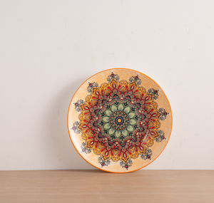 Bohemian Mandala Floral Ceramic <b>Dinnerware</b> <b>Set</b>, Customizable, Orange Decal Plates Bowls Mugs for Wholesale - Product Image 3