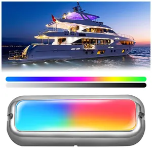 IP68 Waterproof Pool Light RS9 RGB Colorful LED Boat Lamp 30W DC12V Underwater Yacht Light 4000 LM Surface Mount Motorhome Light