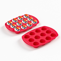 Plateau rond pour cupcakes et biscuits résistant à la chaleur BHD, moule à muffins en silicone pour four, avec poignée large