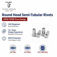 Rivets semi-tubulaires à tête ronde personnalisés TianFang pour prototyps de manches de couteaux, en titane poli, approvisionnement stable en série, tailles sur mesure