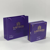 Conception personnalisée Emballage de luxe imprimé en or Boîtes en papier violet amovibles Boîte cadeau 2 pièces avec couvercle et col