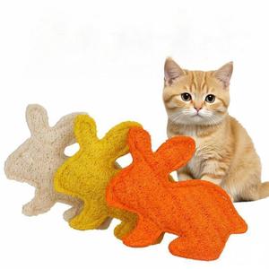Jouets interactifs en loofah naturel pour chats, en forme de lapin, pour le soulagement et le nettoyage des dents, accessoires pour animaux de compagnie, vente en gros - Product Image 1