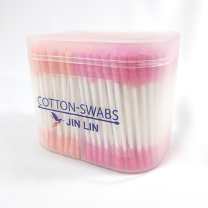 300Pcs Eco Paper Stick Dual-<strong>Tip</strong> Swabs, <strong>Pink</strong> &amp; Orange Two-Color Pack, Single Spiral &amp; Round <strong>Tip</strong>, Matte Flip-Top Square Box - Product Image 1