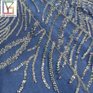 チュールスパングルレースアフリカ高級ヘビービーズメッシュ生地メッシュ刺繍ブライダルレース生地サプライヤー - Product Image 5