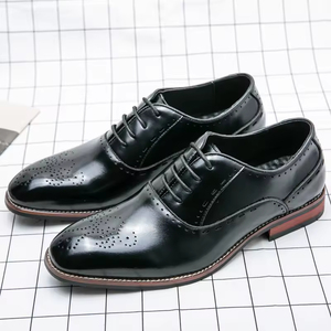 Chaussures habillées pour hommes de style britannique, en cuir véritable, à enfiler, chaussures habillées formelles, première couche de cuir de vache, chaussures de marié augmentant la taille - Product Image 2