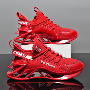 Nuove Scarpe da <span class=keywords><strong>Uomo</strong></span> di Alta Qualità Traspiranti, <span class=keywords><strong>Sneakers</strong></span> <span class=keywords><strong>Rosse</strong></span> con Rialzo, Taglie Grandi, per Camminata e Corsa - Product Image 1