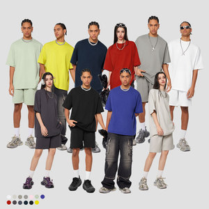 Ropa de calle de lujo personalizada camiseta de peso pesado 100% algodón en blanco de gran tamaño hombro caído recortado camiseta de los hombres - Product Image 2