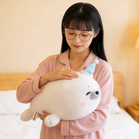 Coussin en peluche phoque endormi mignon, super doux, animal marin, pour le sommeil et les câlins, cadeau d'anniversaire, vente en gros et au détail