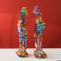 Statue de cheval en résine de 12,9 pouces, finition graffiti, faite à la main et peinte à la main, modèle d'animal, figurine pour décoration intérieure de table