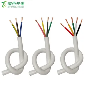 100 미터 PVC 케이블 18AWG 22 AWG 20AWG 17AWG RVV 2 3 4 5 코어 구리 와이어 도체 전기 흰색 소프트 외장 와이어