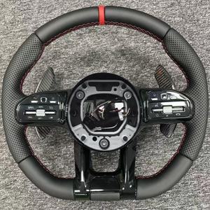 Volante Deportivo de Cuero Personalizado para <span class=keywords><strong>Mercedes</strong></span> <span class=keywords><strong>Benz</strong></span> C63 C43 E53 E63 G63 G500 G55 AMG GT GLE63 W223 W204 W205 W167 W213 - Product Image 1