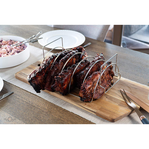 14 Inch Stainless Steel Reversible Rib <strong>BBQ</strong> Grilling <strong>Rack</strong> - Product Image 6