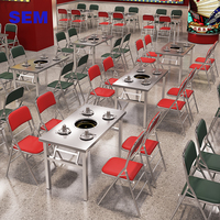 Nouvelle combinaison table et chaises pliantes en acier inoxydable pour restaurant commercial, banquette, table de fondue, fabricants