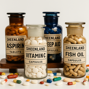 Botellas de reactivo de boca estrecha transparentes azules al por mayor con tapones de vidrio para viales de laboratorio y farmacias - Product Image 2