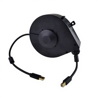 Carrete Retráctil para Cable USB/Ethernet DYH-1703 con Bloqueo Automático, Plástico PP Ignífugo, 7m de Longitud, para Telecomunicaciones