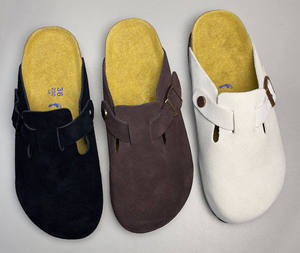 Birkenstocks Mules de pêcheur pour hommes toutes saisons en plein air Sabots Sandales de gladiateur à bout carré Pantoufles de massage en cuir véritable beige - Product Image 6