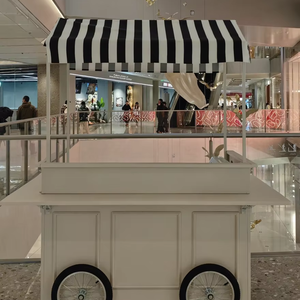Carrello Caffè Mobile in Ferro Battuto, Espositore Promozionale, Chiosco per Negozi, Stand per Alimenti <span class=keywords><strong>e</strong></span> Bevande, Stand per Fiori, Chiosco di Vendita - Product Image 2