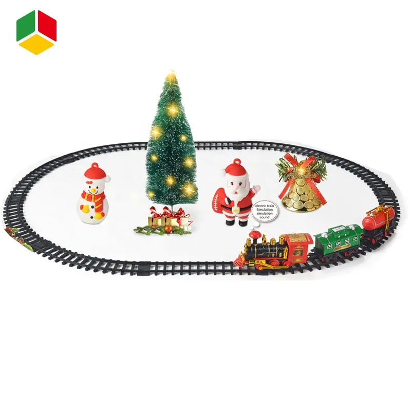 QS卸売価格スロットおもちゃセットクリスマス電気列車おもちゃスロットトラックトレインライト付き