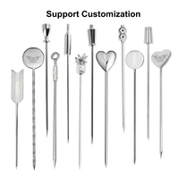 Palillos de acero inoxidable con diseño personalizado, herramienta de barra, decorativos esmaltados, para alimentos, aceitunas, cócteles, frutas y como adorno.