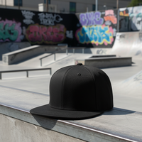 Topi Baseball 6 Panel Model Flat Brim Warna Solid Bahan Sporty Hip Hop dengan Detail Huruf Unisex untuk Musim Panas