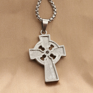 Men's <b>Titanium</b> Steel Cross Pendant With Diamond Round Brilliant Cut Geometric Design Everyday Wear 280190 - Product Image 2