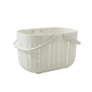 White Rectangle <b>Storage</b> <b>Basket</b> With Handle For Bath And Desk Use - Product Image 5
