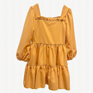 Abito elegante a collo quadrato per bambini vestito personalizzato per ragazze a manica lunga abito da vacanza all'ingrosso vestito viola estivo - Product Image 2