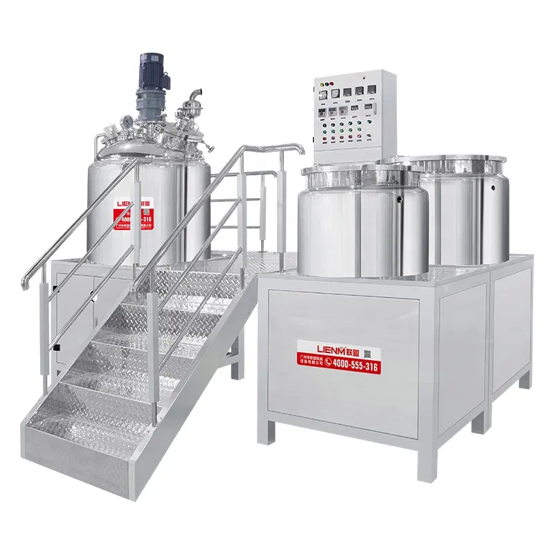 Full automatic soap making machine cosmetic cream vacuum mixer 1000 mixing tank agitator tank for cream making machine