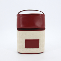 Sacs de rangement pour maquillage en PU avec logo embossé personnalisé, poignée supérieure, organisateur de maquillage écologique, sac cosmétique en cuir portable pour les voyages