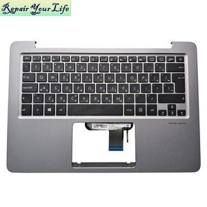 Clavier d'ordinateur portable rétro-éclairé noir <span class=keywords><strong>FR</strong></span> GK TI SW pour Asus Zenbook UX310UA UX410UFR 90NB0CJ1-R31FR0 clavier avec repose-poignets gris argenté - Product Image 1
