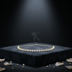 Collier tennis élégant en or massif 14 carats avec diamants de laboratoire taille ovale alternée Est-Ouest, style de luxe - Product Image 1
