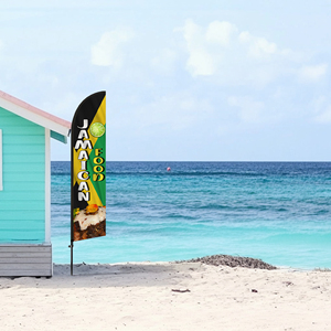 2.5*11.5 FT JAMAICAN FOOD High Quality Custom Feather <b>Flags</b> Beach <b>Flag</b> for Beach Party and Advertising Promotions - Product Image 4