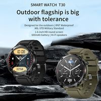 Montre connectée pour homme T30 BT Call, batterie de grande capacité 600 mAh, écran couleur HD 1,6 pouces 400*400, étanche IP68, écran intelligent pour homme