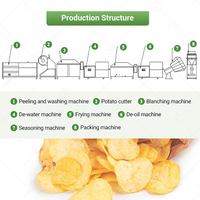 Chaîne de production commerciale entièrement automatique de frites de pommes de terre fraîches, capacité 500 kg/heure, empilable