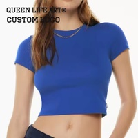 Haut de sport court à dos nageur pour femme Verdant Strokes avec logo personnalisé, en denim et batik, avec décoration imprimée en 3D